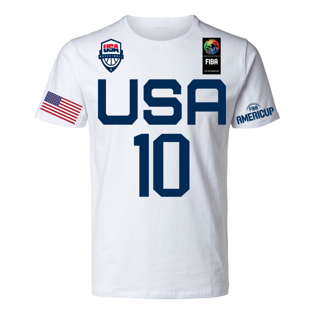 เสื้อยืดบาสเก็ตบอลสหรัฐอเมริกา FIBA