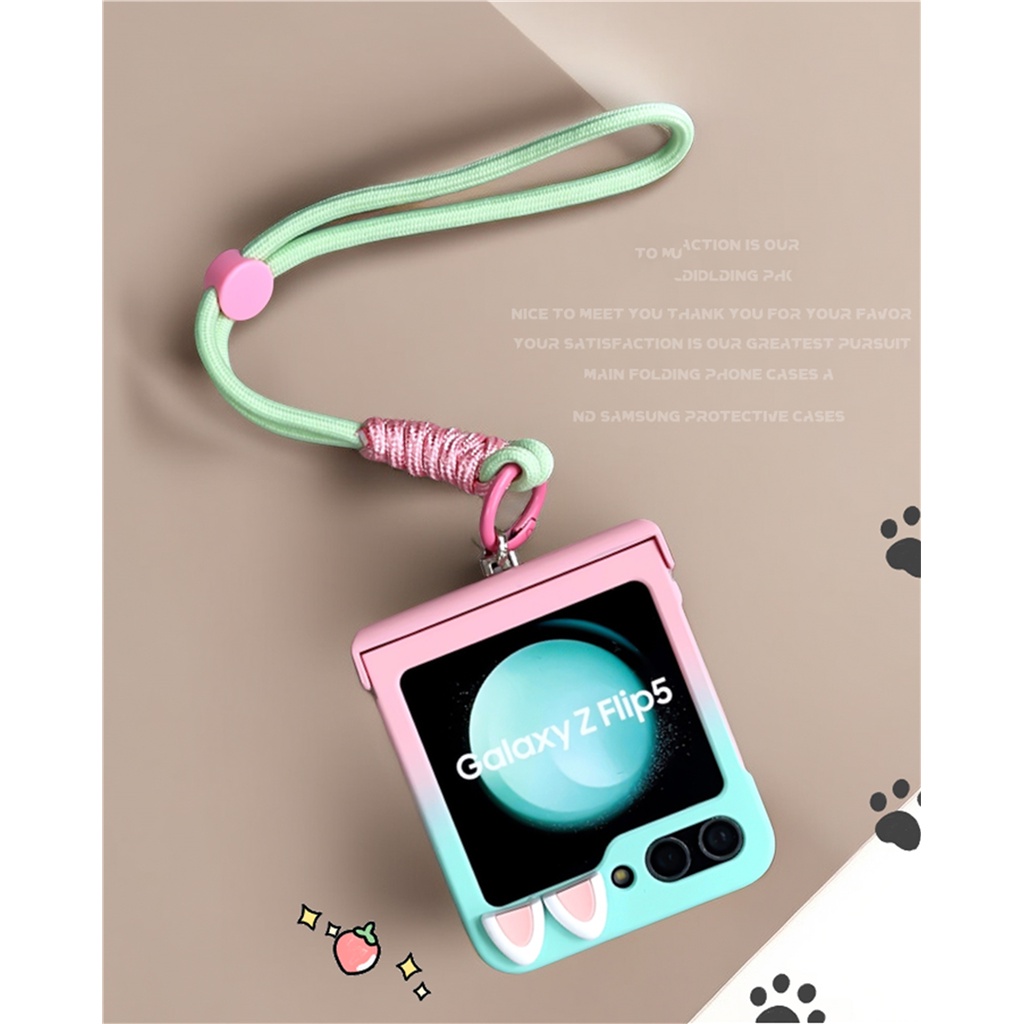 น่ารักการ์ตูนเกาหลีหูแมวปรับสายคล้องมือค่อยๆเปลี่ยนสําหรับ Galaxy Z Flip 5 6 Flip6 Z Flip5 Flip5 Zflip5 แบบพกพา