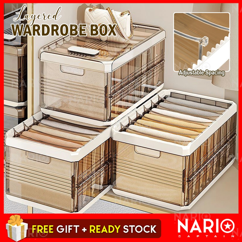 Nario กล่องเก็บเสื้อผ้า แบบพับได้ สําหรับตู้เสื้อผ้า บ้านตุ๊กตา Kotak Barang