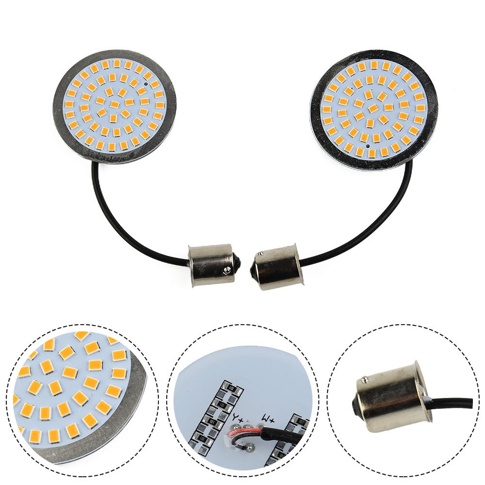 [LVDN] หลอดไฟเลี้ยว LED 1156 สีเหลืองอําพัน สําหรับ Harley