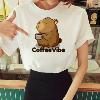 เสื้อยืด พิมพ์ลายกราฟฟิค Capybara สไตล์ฮาราจูกุ สําหรับผู้หญิง