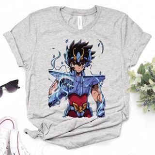 เสื้อยืด พิมพ์ลายการ์ตูน Saint Seiya สไตล์ฮาราจูกุ สําหรับผู้หญิง