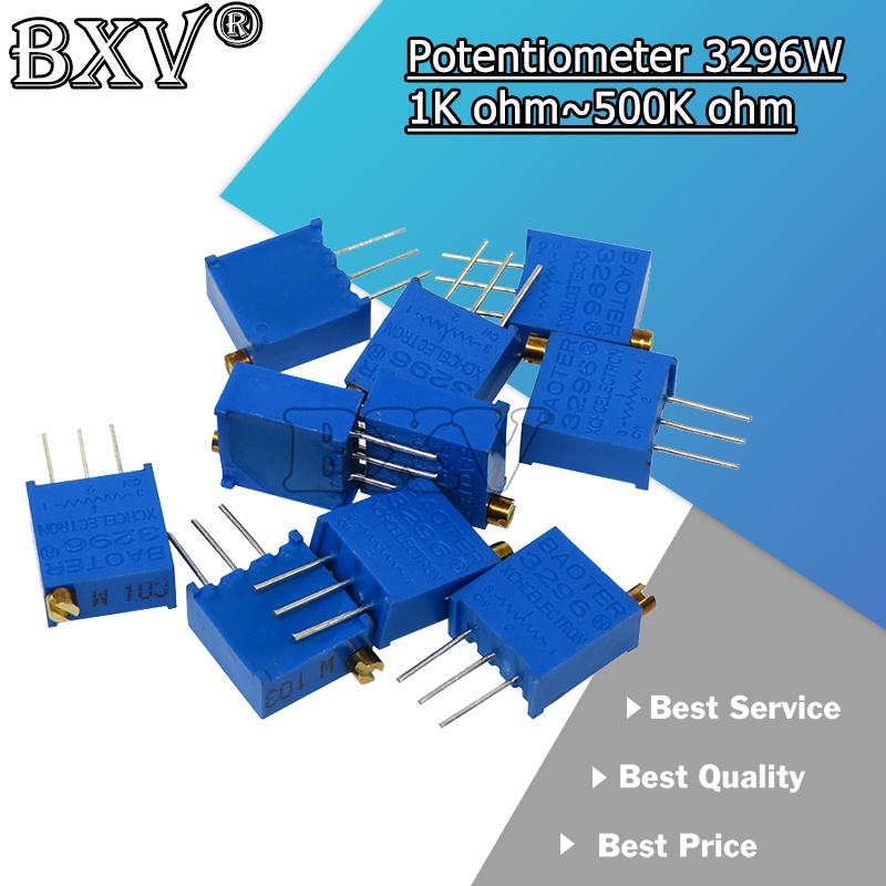 10PCS 3296W Potentiometer Precision ปรับความต้านทาน Multi-turn Trimming 103 100R 1K 2K 5K 10K 100K T