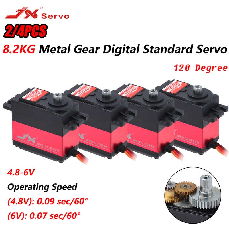JX Pdi-6208Mg Servo 2 / 4Pcs8kg 120 องศาดิจิตอล 4.8-6V เกียร์โลหะมาตรฐานสำหรับ 1/10 RC Drift Car B
