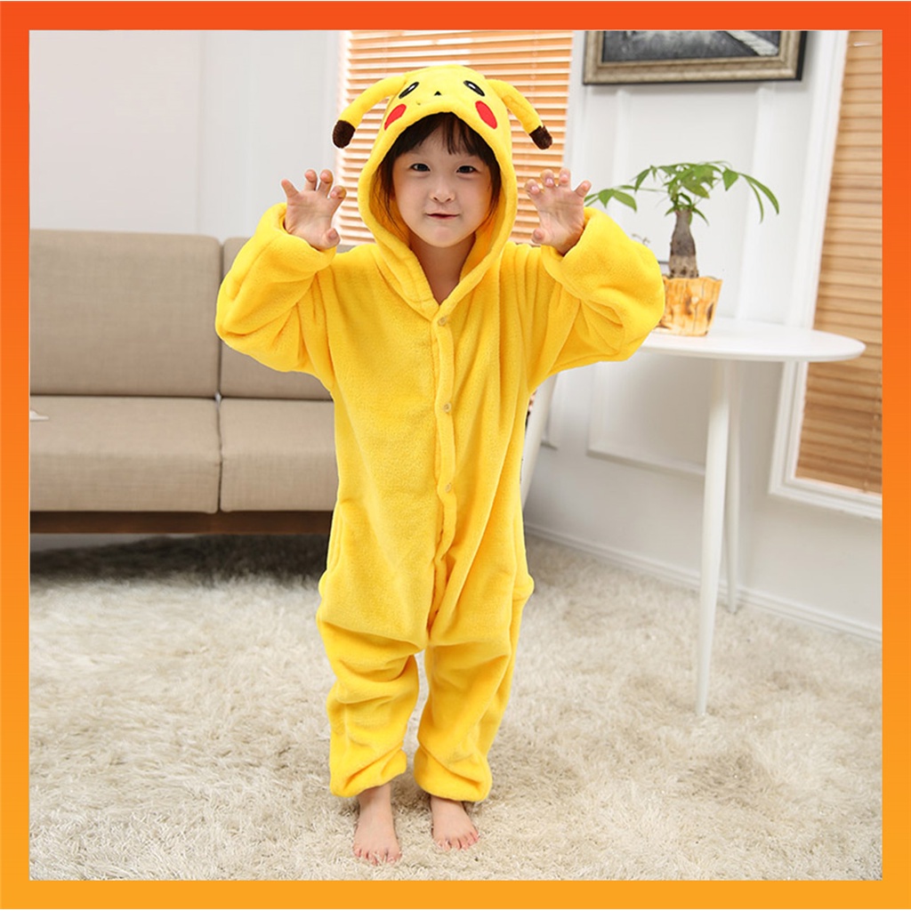 Kigurumi ไดโนเสาร์ Stitch Pikachu ชุดนอนการ์ตูนเด็ก Onesies เด็ก สัตว์ จั๊มสูท เด็กผู้หญิง เด็กผู้ชาย คอสเพลย์ ชุดนอน เครื่องแต่งกายเด็ก