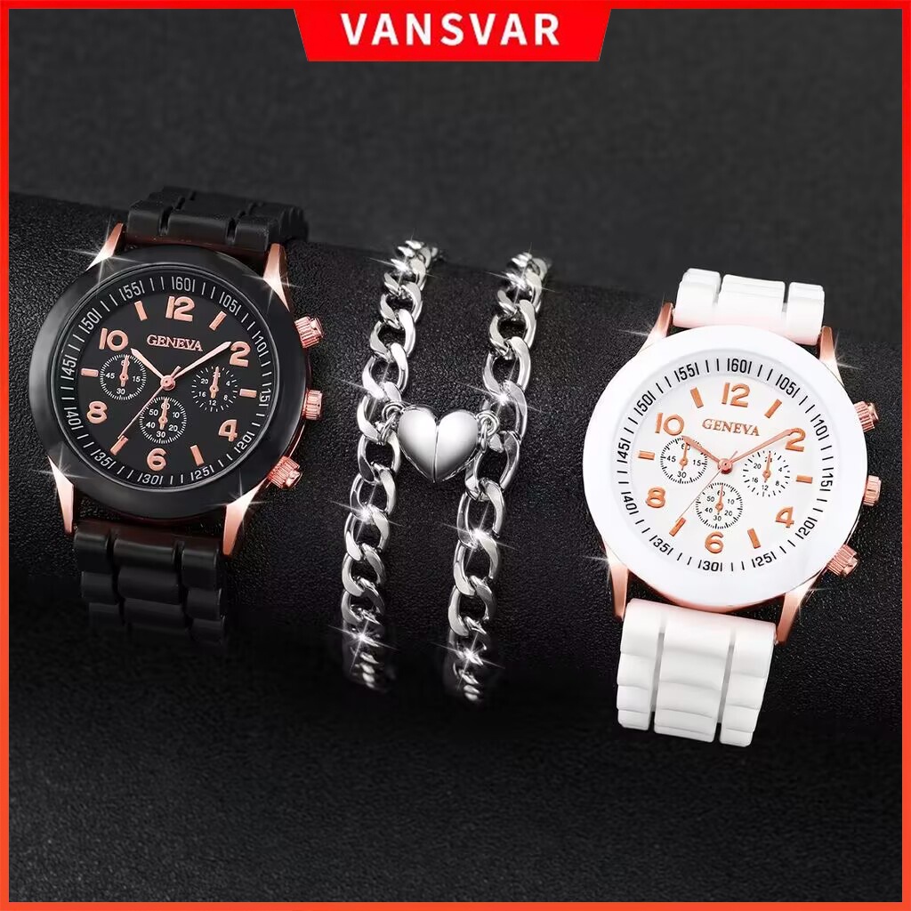 นาฬิกาข้อมือควอตซ์แฟชั่น สายซิลิโคน ลําลอง สําหรับคู่รัก