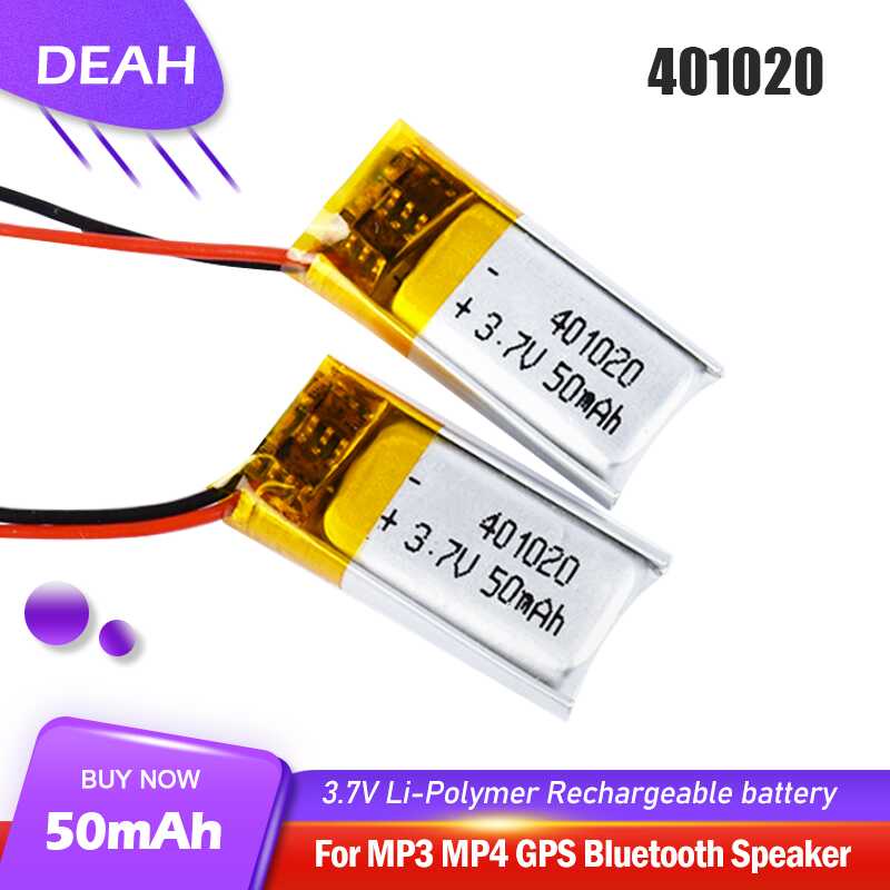 401020 401220 3.7V 50Mah แบตเตอรี่ลิเธียมโพลิเมอร์แบบชาร์จไฟสำหรับ Mp4 LED ชุดหูฟังบลูทู ธ GPS