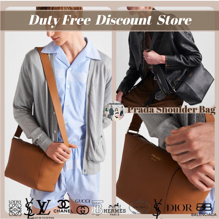 กระเป๋าสะพายหนัง Prada กระเป๋าสะพาย / กระเป๋า Crossbody / สไตล์เดียวกันสำหรับผู้ชายและผู้หญิง