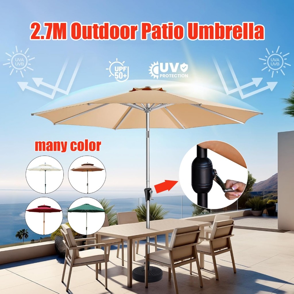 hot🔥การประกันคุณภาพ🔥 import 2.7M Outdoor Parasol Umbrella Garden Umbrella Patio Umbrella Market U