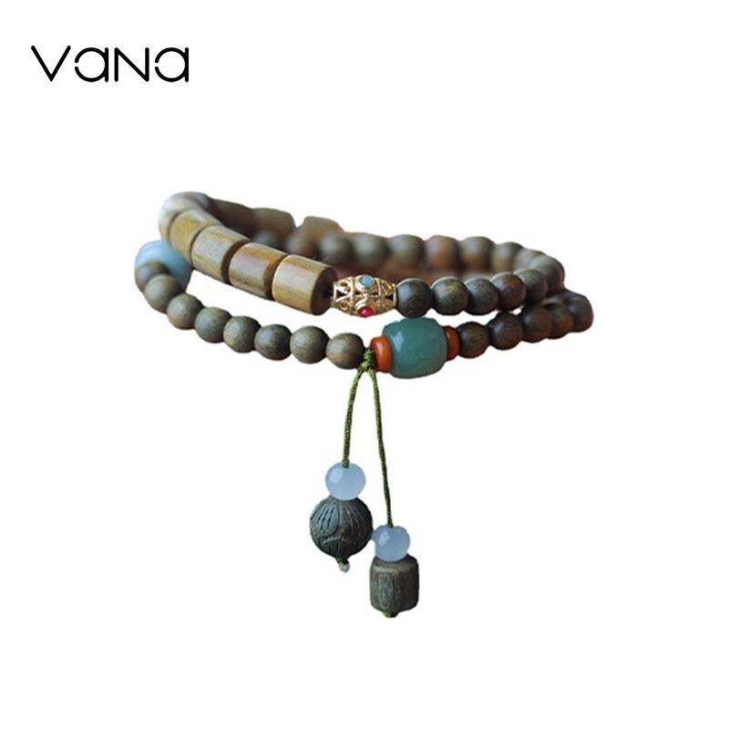 VANA Green Sandalwood Hand-held Niche Rosary Bracelet Bamboo Green Sandalwood Bracelet Sandalwood G