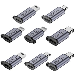 [Janesin] ฝาครอบอะแดปเตอร์เชื่อมต่อ อลูมิเนียมอัลลอย 480Mbps Mini USB Micro USB 8-Pin เป็น Type C ตัวผู้ เป็นตัวเมีย 1 ชิ้น