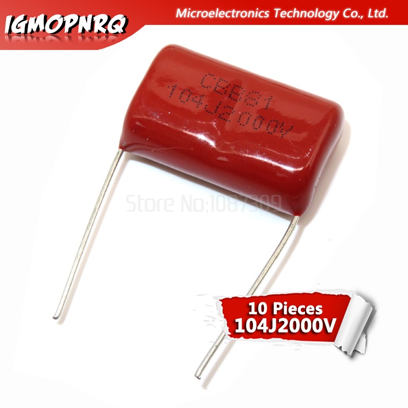 ตัวเก็บประจุฟิล์มโพลีโพรพีลีน 0.1uF 2000V 2KV CBB 104 100NF 25 มม. CBB81 2000V104J-P25 10 ชิ้น