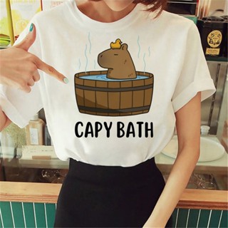 Capybara เสื้อยืด พิมพ์ลายกราฟฟิค อนิเมะญี่ปุ่น แนวสตรีท สําหรับผู้หญิง y2k 2000s