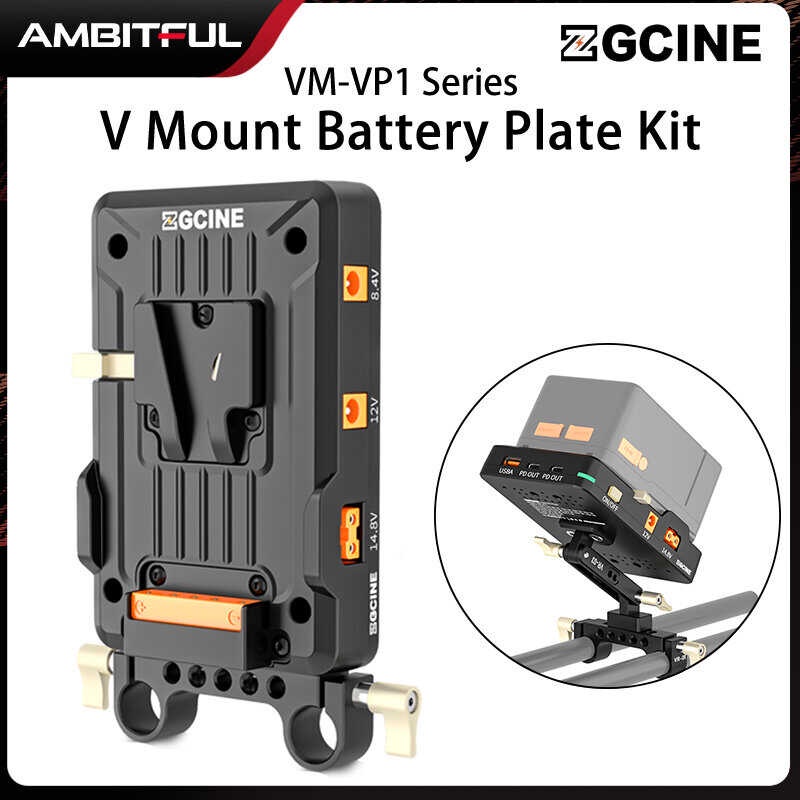 ZGCINE Vp-1Vp-2 Vm-Vp1 V-Mount แผ่นแบตเตอรี่,แหล่งจ่ายไฟ Splitter กับ Ro