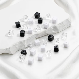 St. kunkka 30 ชิ้น 7.5 มิลลิเมตรอะคริลิคสแควร์ลูกปัดจํานวนมาก Spacer ลูกปัดสามารถใช้สําหรับ DIY เครื่องประดับทําสร้อยคอสร้อยข้อมือ