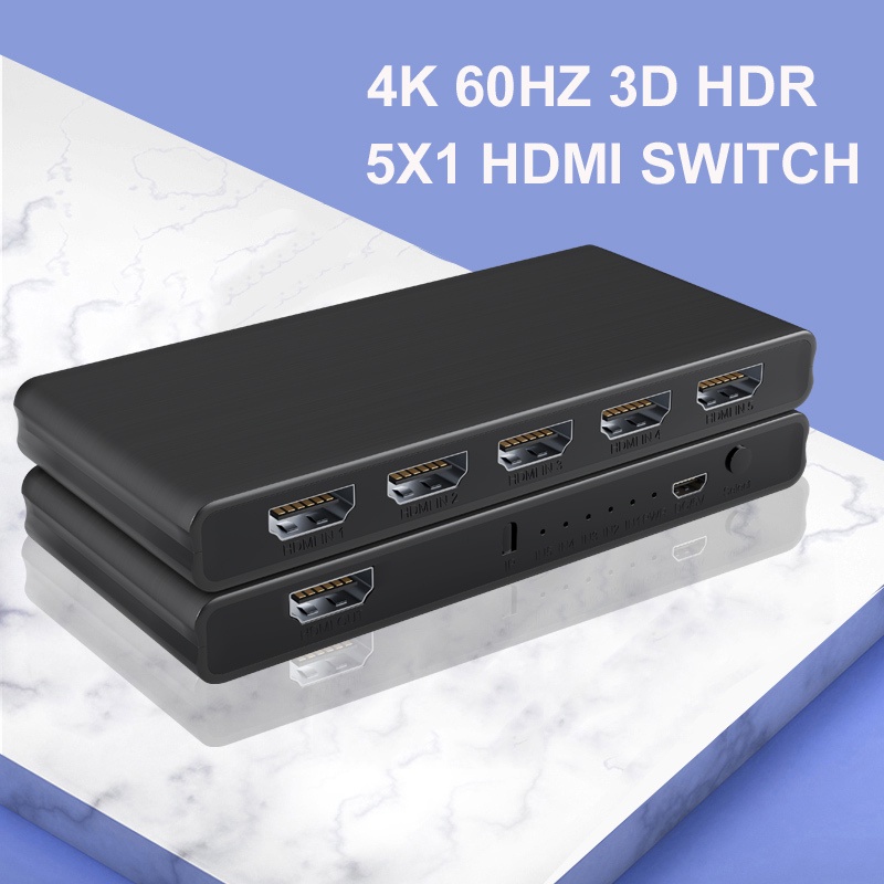 4k 60HZ 5x1 HDMI Switch 2.0 Switcher Video Converter 5 In 1 Out 1080p 3D HDR สําหรับ PS3 PS4 PS5 XBOX DVD PC To TV Monitor โปรเจคเตอร ์