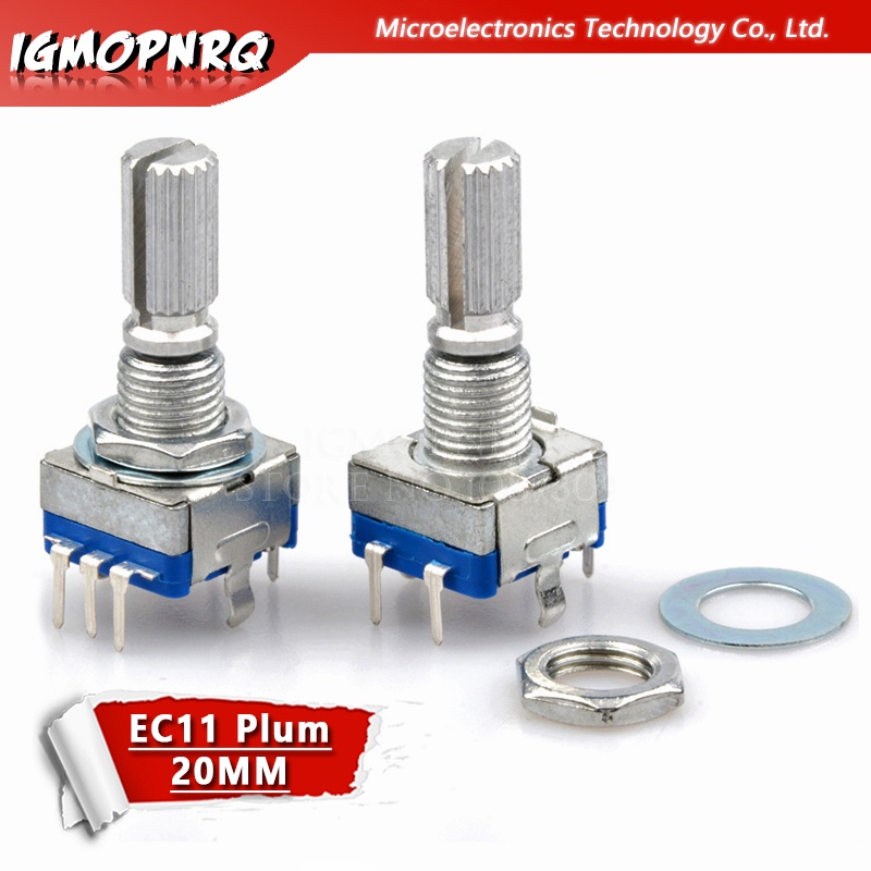 สวิตช์โพเทนชิโอมิเตอร์ดิจิทัล โพเทนชิโอมิเตอร์ 20 มม. EC11 พร้อมสวิตช์ 5 Pin 2 ชิ้น