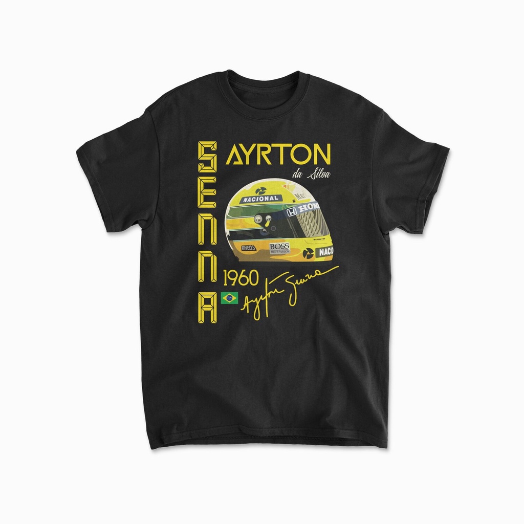 เสื้อยืด ลาย Ayrton Senna Da Silva 80s F1 Formula 1 Brazilian Racing Legend สไตล์วินเทจ สําหรับทุกเพศ