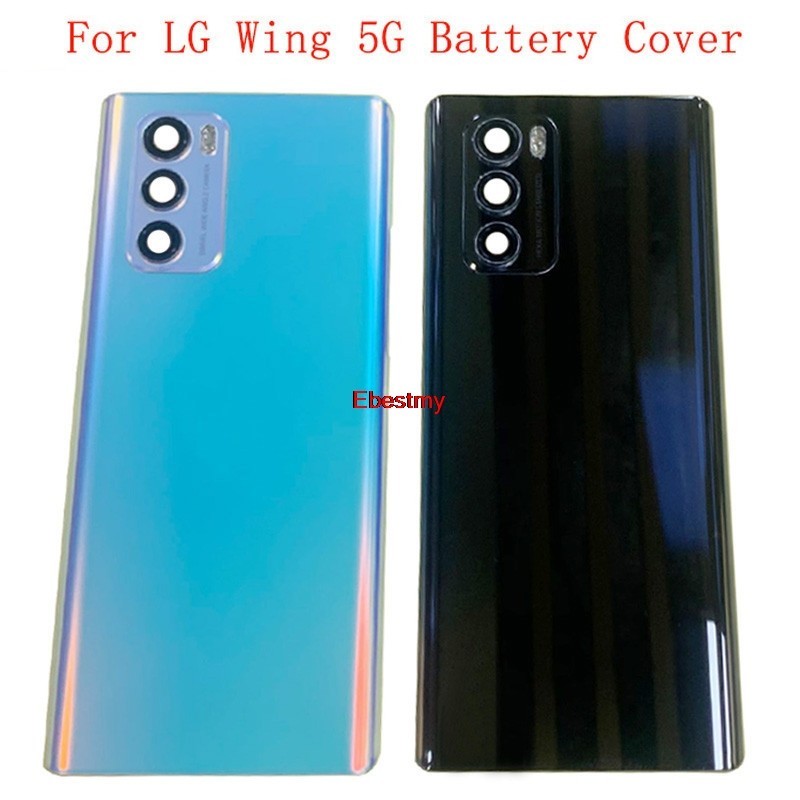 Eby-ฝาครอบแบตเตอรี่ด้านหลังแผงประตูสําหรับ LG Wing 5G ฝาครอบแบตเตอรี่พร้อมกรอบเลนส์เปลี่ยนชิ้นส่วน