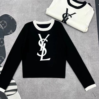 ใหม่ เสื้อกันหนาว ผ้าถัก ทรงหลวม แฟชั่น YSL 2023