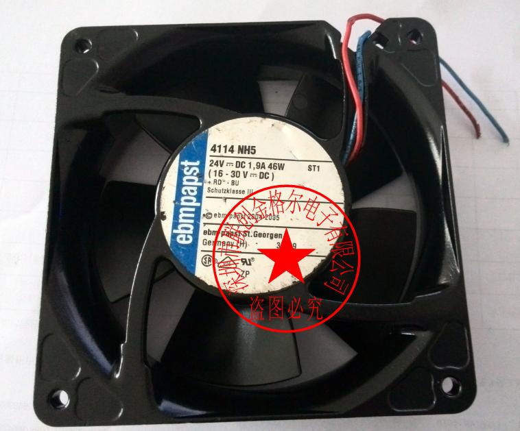 YY พัดลมนําเข้าที่มีปริมาณอากาศขนาดใหญ่สุดจากเยอรมนีดั้งเดิม 4114NH5 24VDC 1.9A 46W