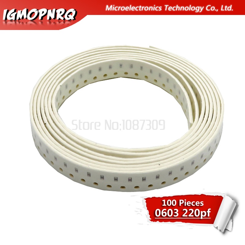 100pcs 220PF X7R ข้อผิดพลาด 10% 50V 0603 221 220P SMD หนาฟิล์มชิป Multilayer ตัวเก็บประจุเซรามิค