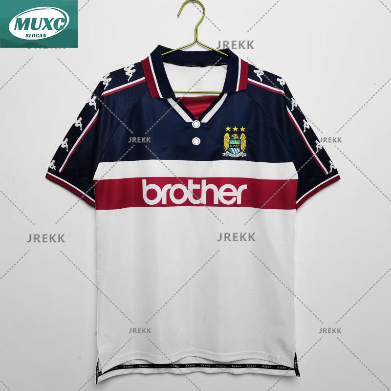 เสื้อกีฬาแขนสั้น ลายทีมชาติฟุตบอล Manchester City Away 1997 98 แห้งเร็ว สไตล์วินเทจ สําหรับผู้ชาย XS-XXXL AAA