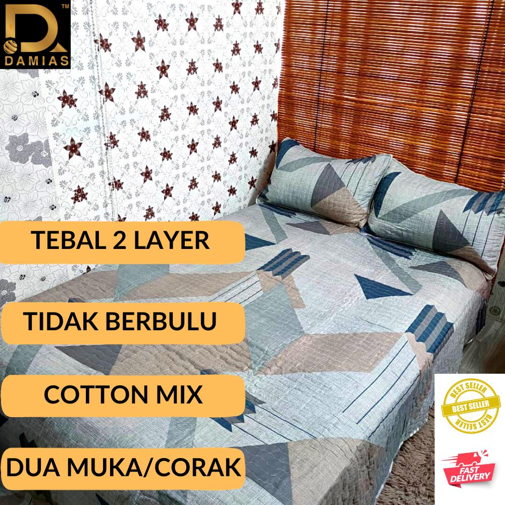 PATCHWORK klang CADAR 3 IN 1 SAIZ QUEEN CORAK BUNGA/KARTUN REJECT