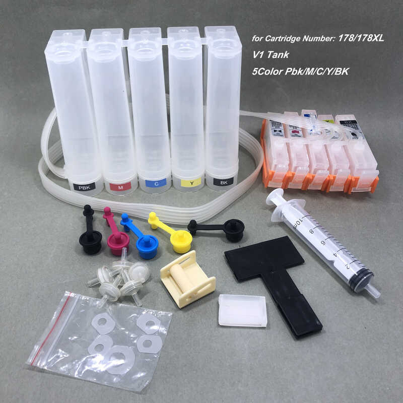 5Colors 178 CISS ตลับหมึกสำหรับ HP 178 178XL สำหรับ HP Photosmart D5460 D5463 D5468 D7560 C510a C5