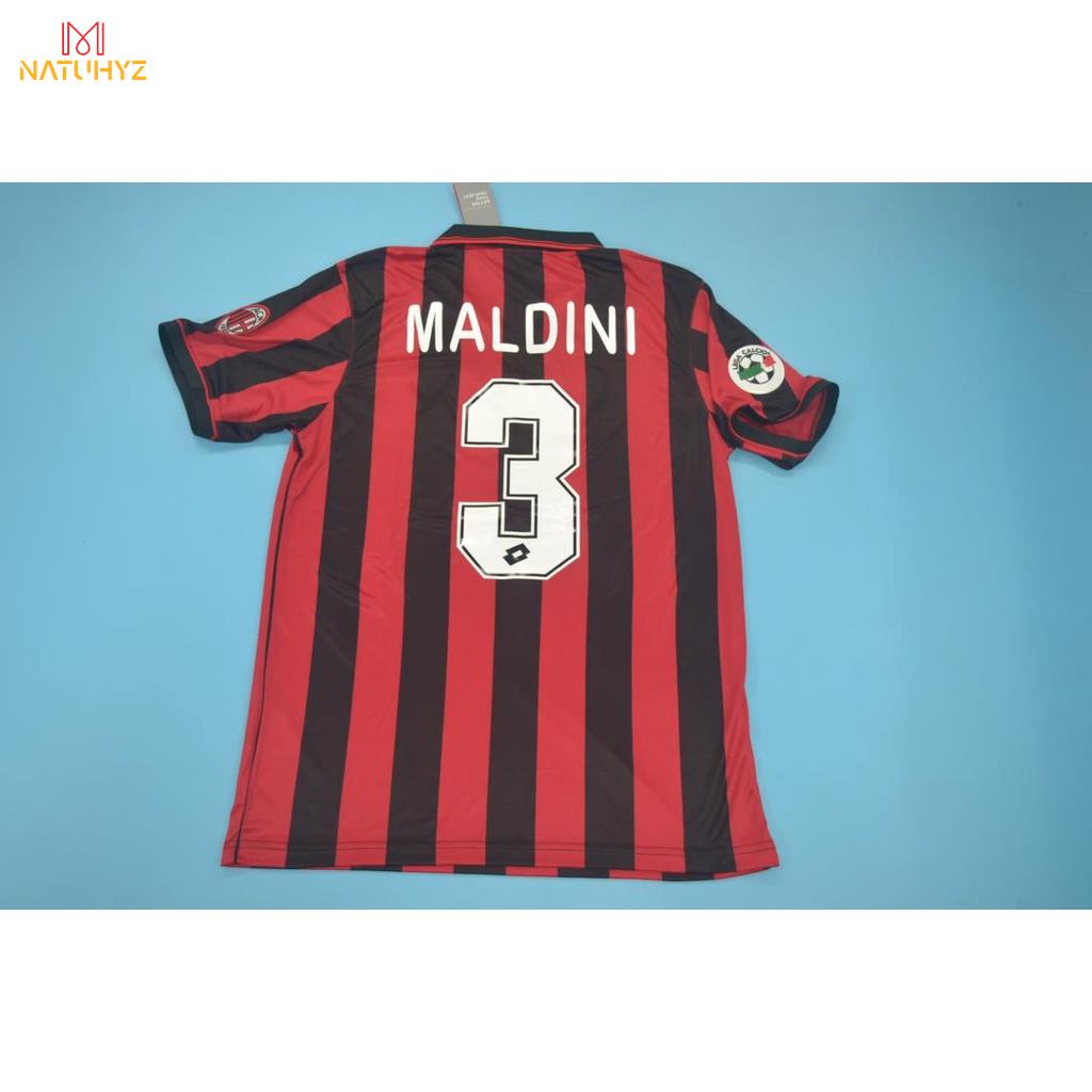 เสื้อกีฬาแขนสั้น ลายทีมชาติฟุตบอล Milan 96-97 ชุดเหย้า สไตล์เรโทร