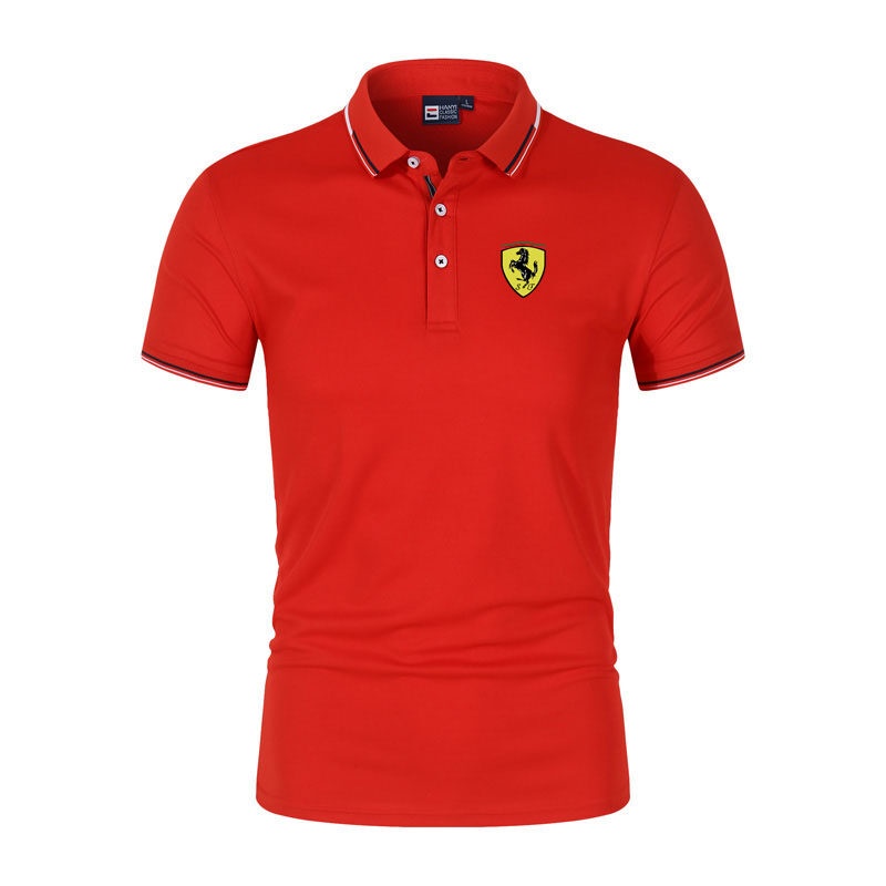 2023 Ferrariแขนสั้นผู้ชายเสื้อโปโลTเสื้อคุณภาพสูงธุรกิจสบายๆเสื้อโปโลกอล์ฟ