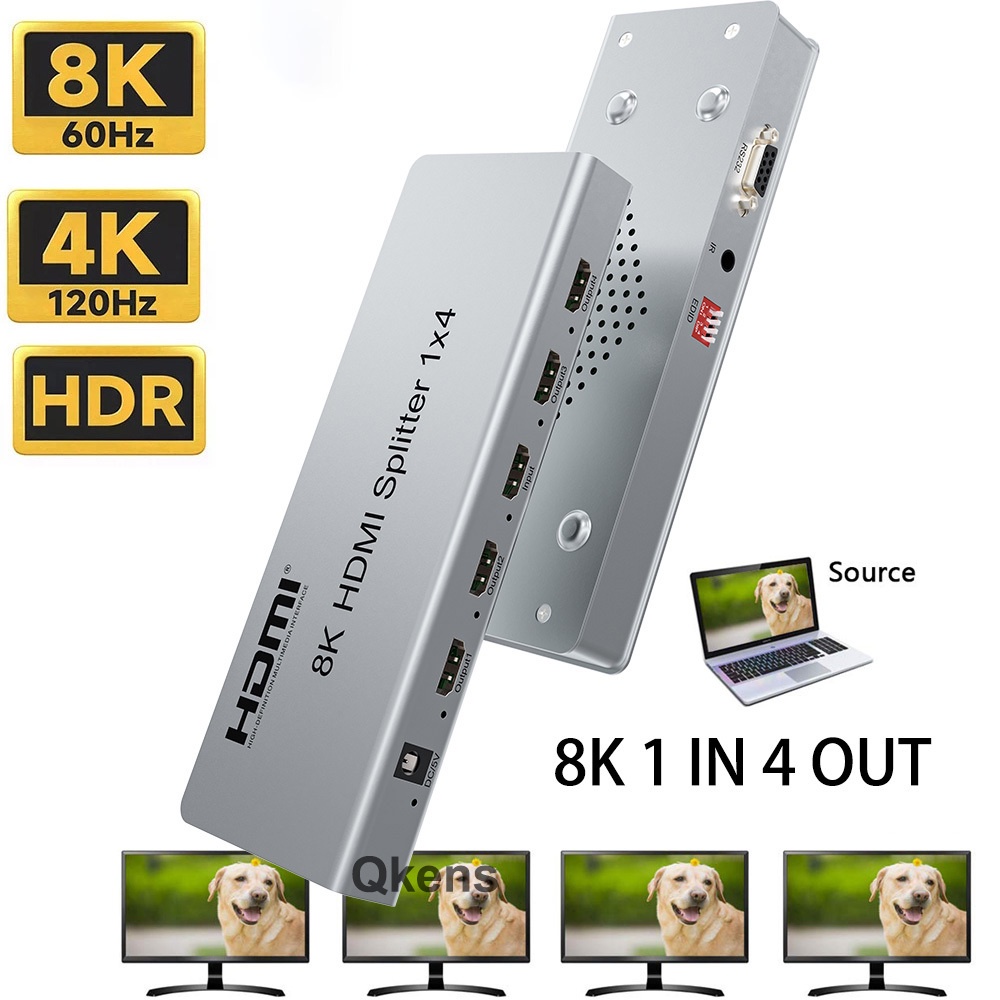 8k 60Hz HDMI Splitter 1x4 4K 120Hz HDMI2.1 Splitter 1 ใน 4 ออกวิดีโอจําหน ่ าย HDR 10 3D สําหรับ PS5 Xbox กล ้ อง PC To TV Monitor