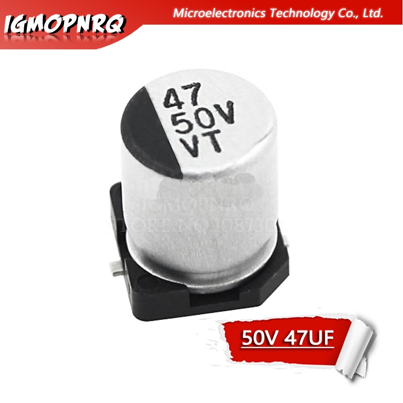 10PCS Electrolytic Capacitor 50V47UF 6.3*7.7 มม.SMD ตัวเก็บประจุอลูมิเนียมอิเล็กโทรลีติค 47uf 50 V