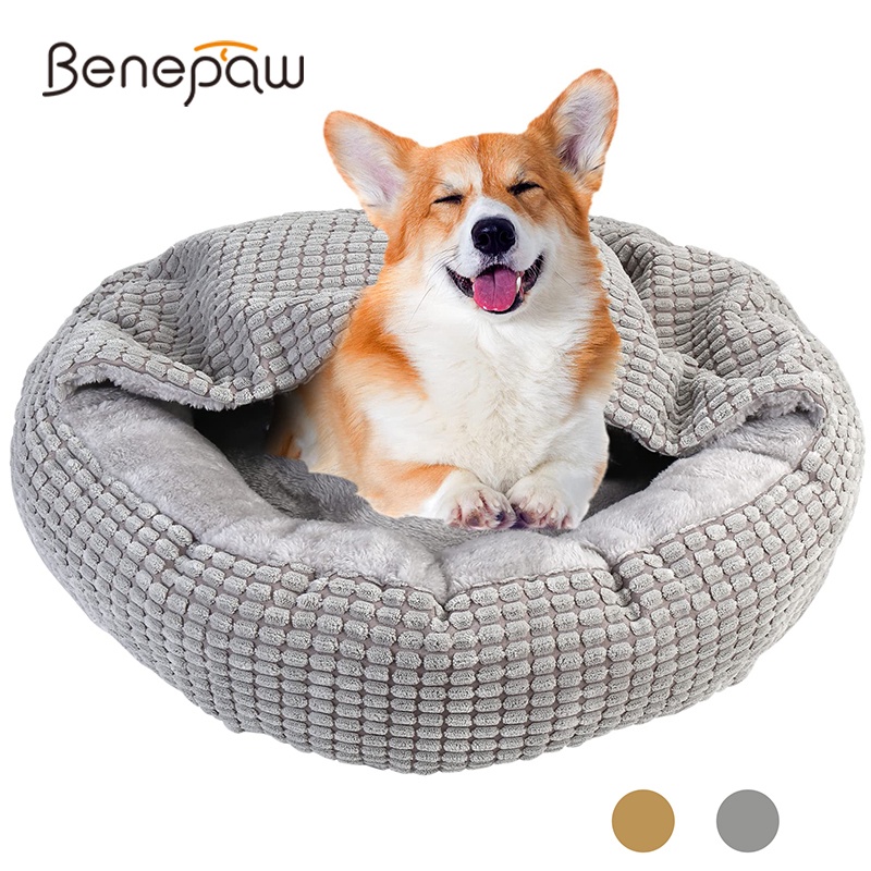 Benepaw ที่นอนสัตว์เลี้ยง สุนัข แมว แบบนุ่ม มีฮู้ด กันลื่น ล้างทําความสะอาดได้