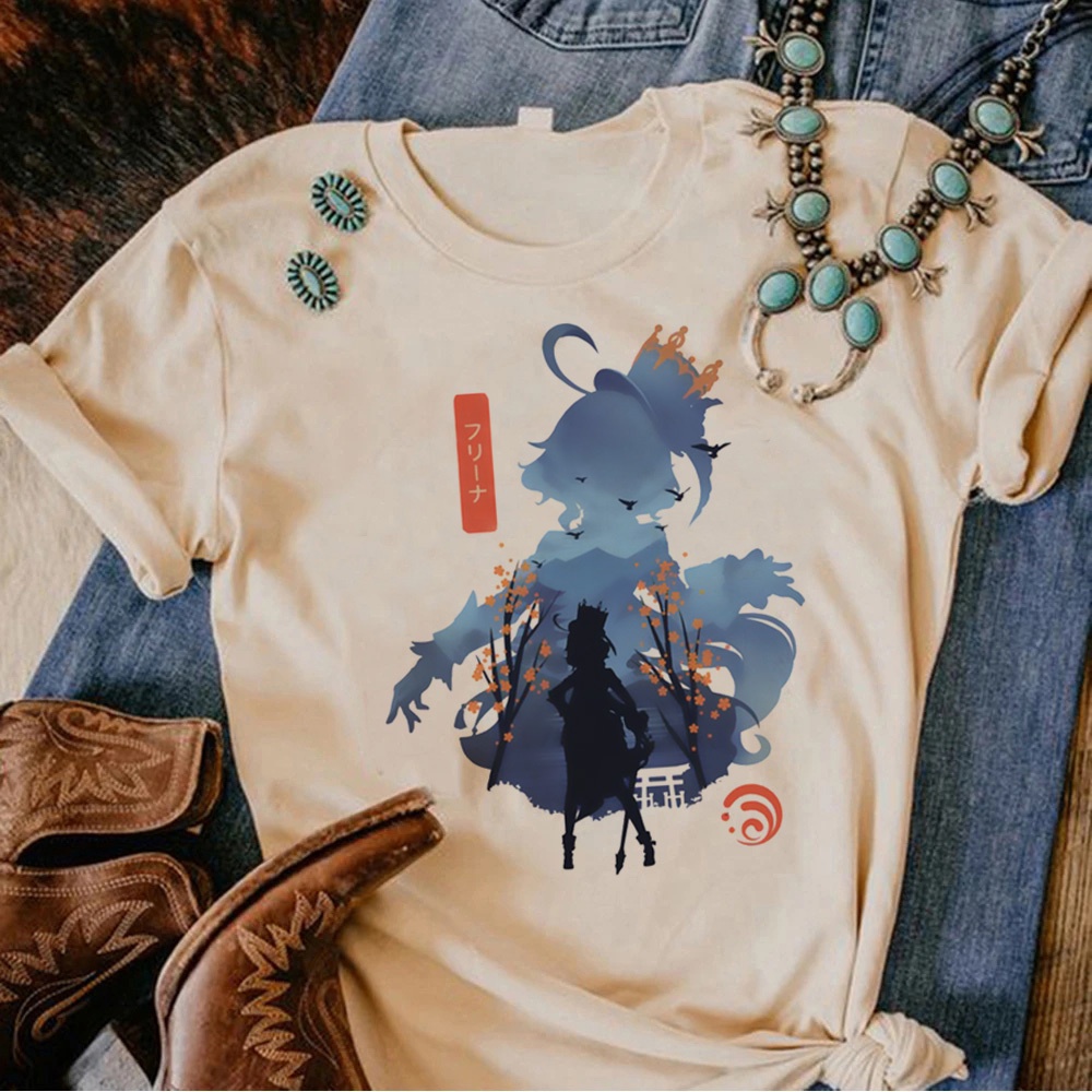 Genshin Impact Furina เสื้อยืดผู้หญิงการ์ตูน Y2K อะนิเมะ tshirt หญิงออกแบบเสื้อผ้าตลก
