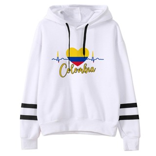 Colombia เสื้อฮู้ดดี้ แบบสวมหัว สไตล์วินเทจ 90s สไตล์เกาหลี สําหรับผู้หญิง