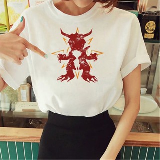 เสื้อยืด พิมพ์ลายมังงะ Digimon แฟชั่นฤดูร้อน สําหรับผู้หญิง