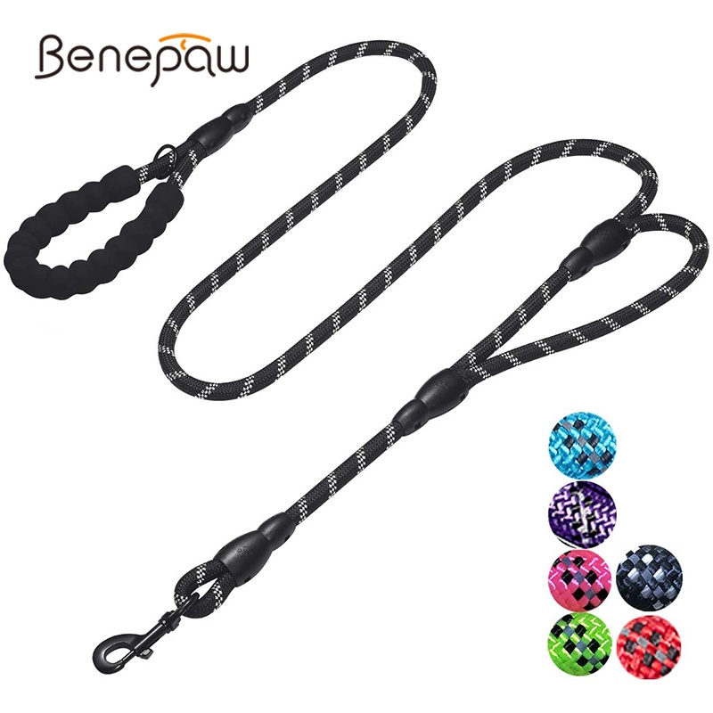 Benepaw เชือกจูงสุนัข สะท้อนแสง 2 ด้ามจับนิ่ม ขนาดใหญ่ สําหรับฝึกสุนัข ขนาดกลาง