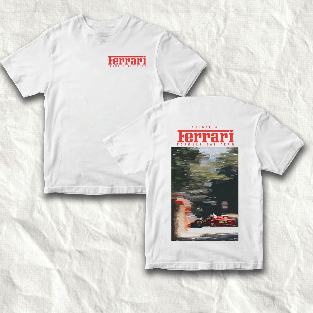 Y.b. Ferrari Formula 1 Team เสื้อยืดแขนสั้น ทรงหลวม ใส่สบาย สไตล์เรโทร สําหรับผู้ชาย และผู้หญิง