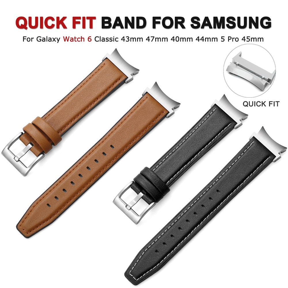 สายนาฬิกาข้อมือหนัง ไม่มีช่องว่าง สําหรับ Samsung Galaxy Watch 6 Classic 47 มม. 43 มม. 40 มม. 44 มม. 5Pro 45 มม. 4Classic 42 46 มม.