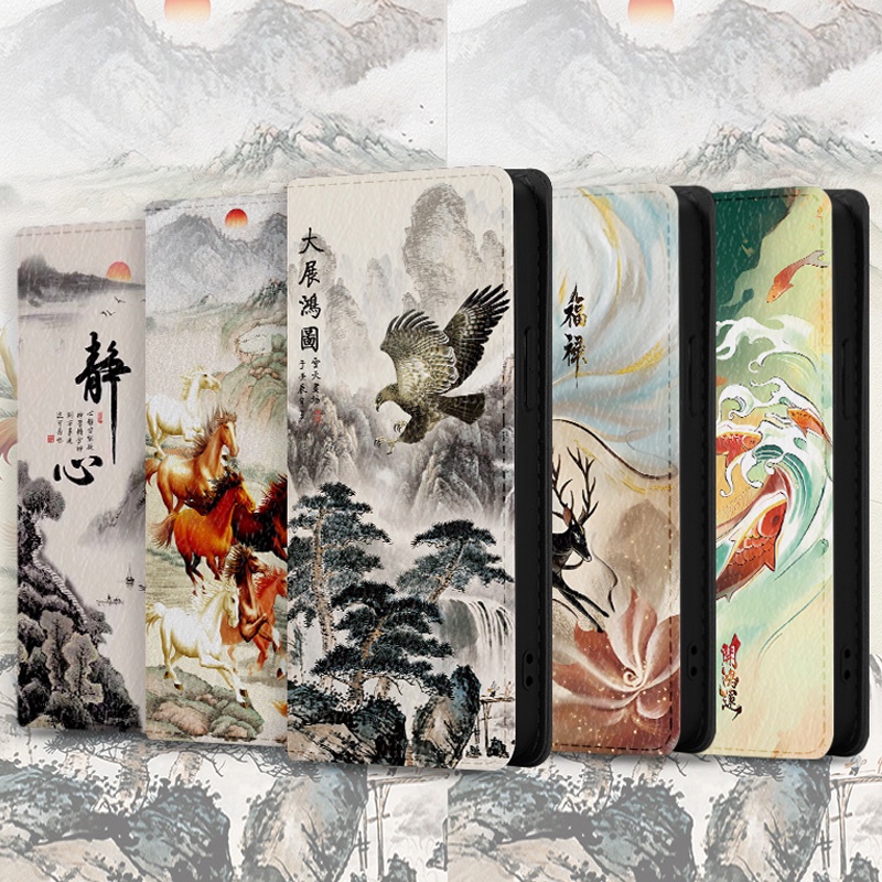 เคสโทรศัพท์ เหมาะสําหรับ OPPO Reno 10 Pro 11 5G เคสหนังพลิกแนวนอนสไตล์จีน