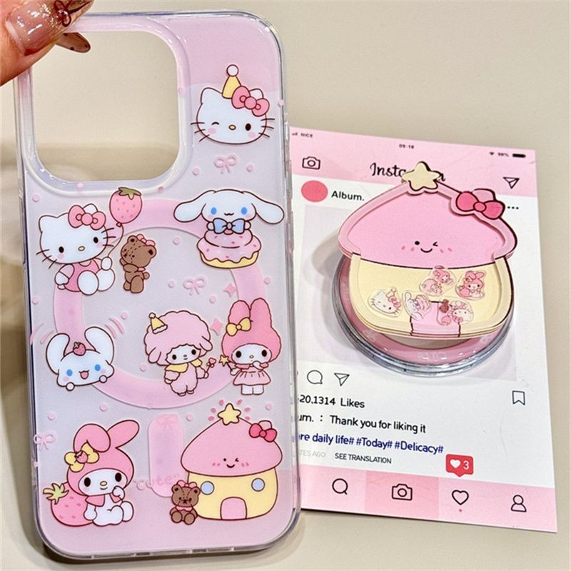 เคสโทรศัพท์แม่เหล็ก Apple 16promax พร้อมขาตั้ง iPhone 15/14Plus/12 เคสโทรศัพท์น่ารักหญิง