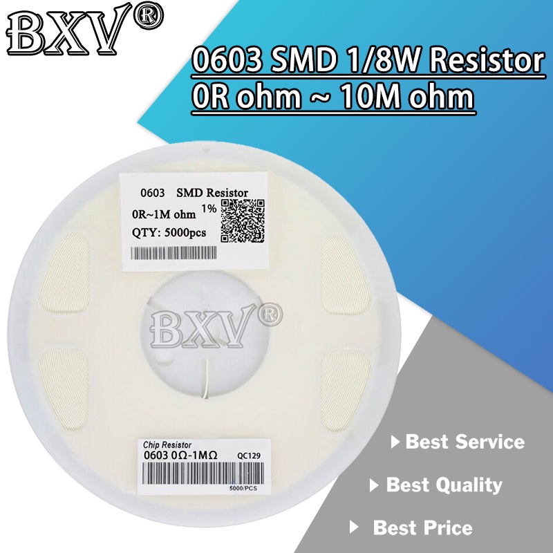 5000PCS 0603 SMD 1/8W 130K ~ 10M Ohm Chip Resistor ใหม่ 150K 200K 300K 1M 2.2M 4.7M 5.1M 10M