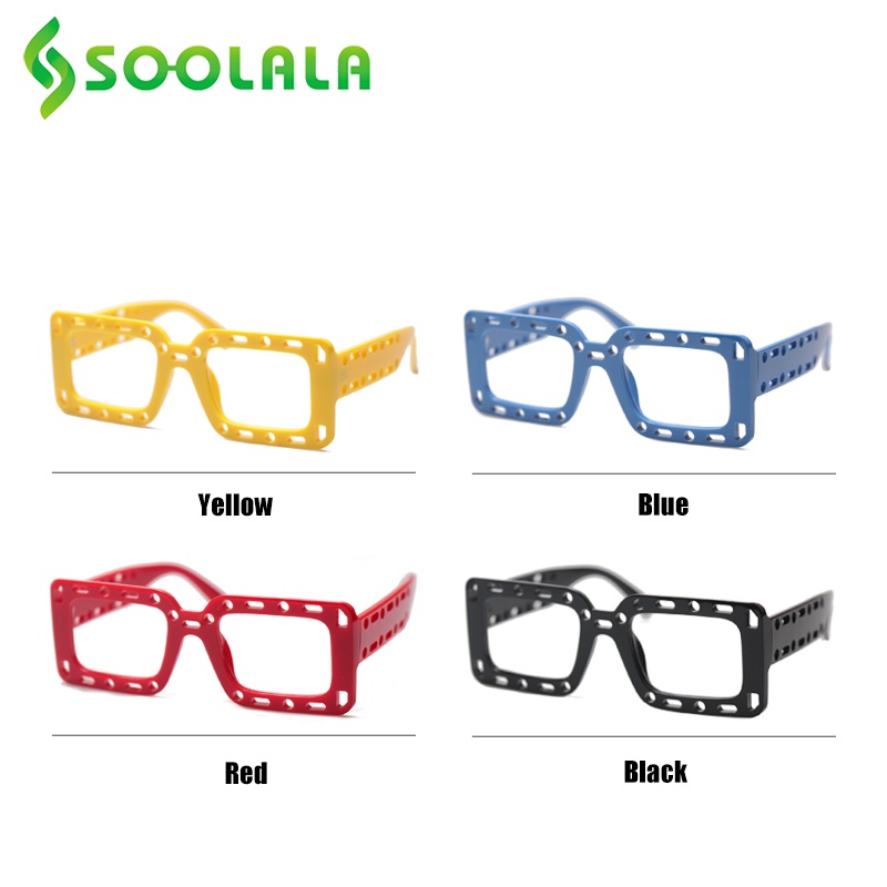 Soolala แว่นตาอ่านหนังสือ ทรงสี่เหลี่ยมผืนผ้า ฉลุลาย ป้องกันแสงสีฟ้า กรอบแว่นอ่านหนังสือ สายตายาว เกรดหญิง ผู้ชาย
