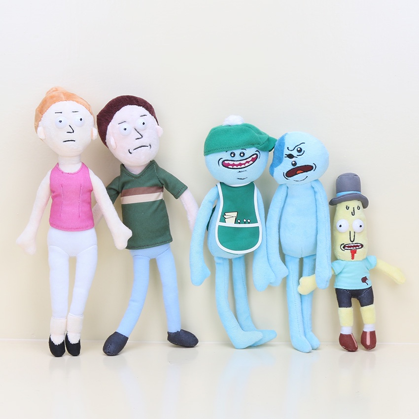 ตุ๊กตาการ์ตูนอนิเมะ Rick and Morty Happy & Sad Meeseeks Jerry Smith Rick Sanchez ขนาด 25-30 ซม. ของเ