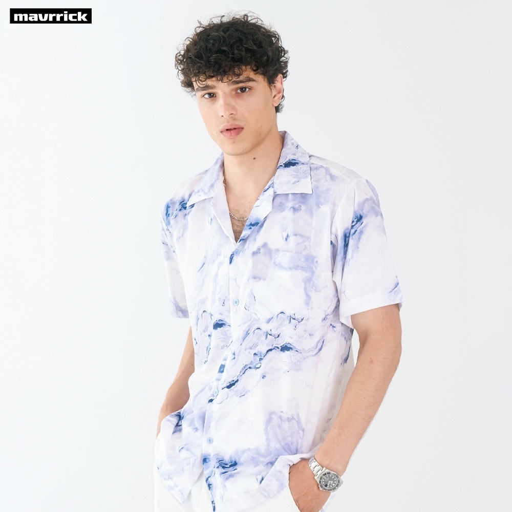 MAVRRICK-มาริค ยอดขาย No.1 สุดยอดเสื้อเชิ้ต-ฮาวาย ยับยาก โอเวอร์ไซร์ ยับยาก ไม่ต้องรีด แขนสั้น(ลายหินอ่อน)