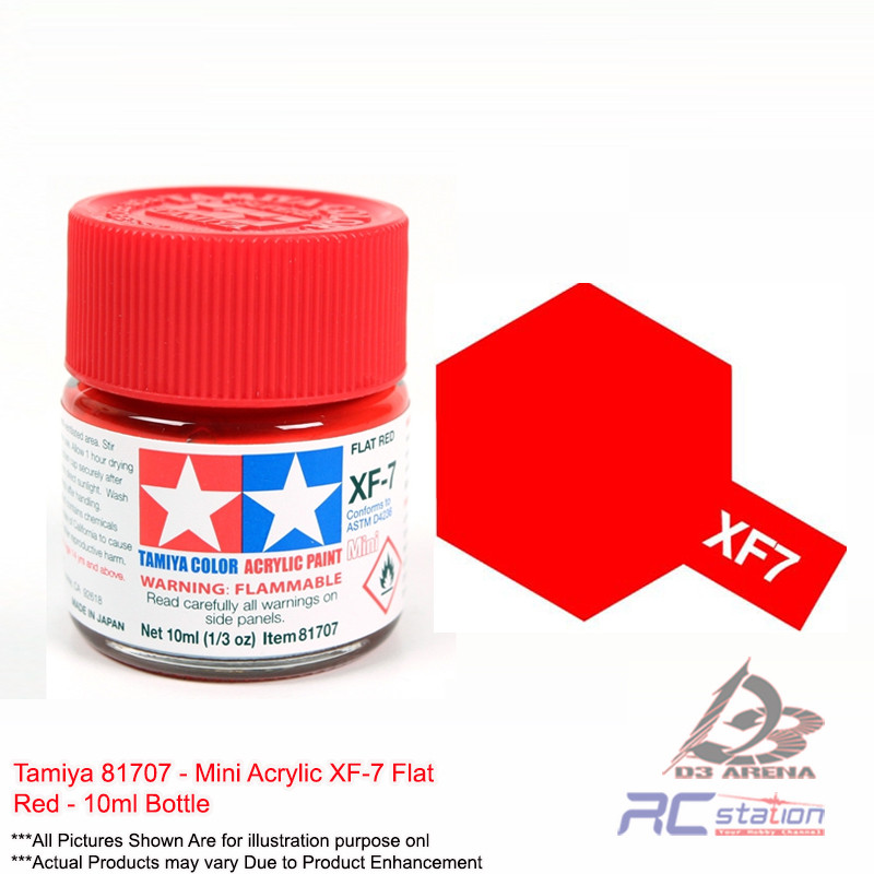 Tamiya 81707 - ขวด Mini Acrylic XF-7 Flat Red - 10ml