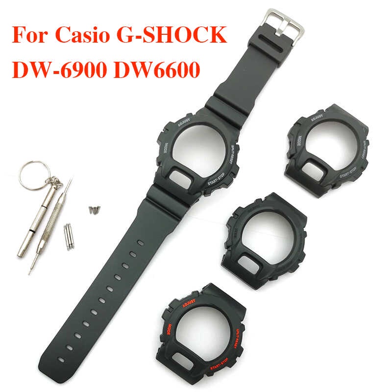 เรซิน Dw6900ฝา + สายรัดสำหรับ Dw-6900กรอบสีดำนาฬิกาอุปกรณ์