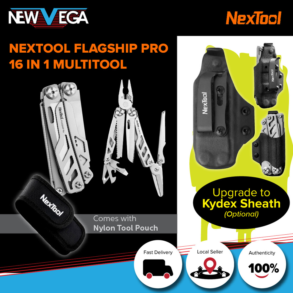 NexTool KT5020 Flagship Pro 16-IN-1 Multi-functional EDC ประแจคีมใหม่กรอบล็อคกลไกและ Kydex Sheath