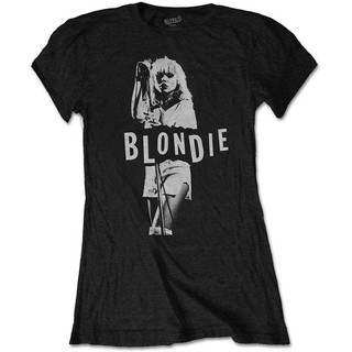 เสื้อยืด พิมพ์ลาย Blondie Debbie Harry Mic สําหรับผู้หญิง